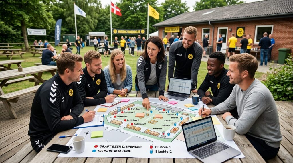 Wide shot of sports club event planning meeting in Horsens. 