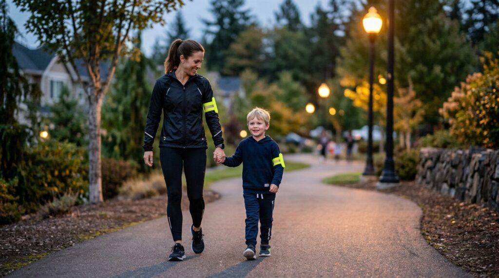 Lifestyle photograph in 16:9 format of an athletic parent an